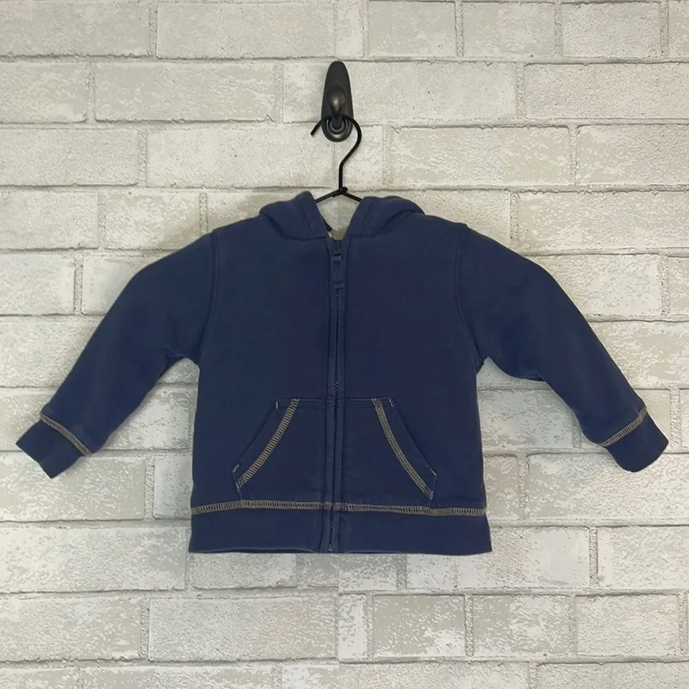 LL Bean Navy Blue Fleece Lined Zip Up Hoodie 12-18mo